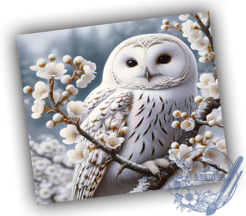 Snow Owl Tumbler, Winter Owl Design, 20oz Tumbler Wrap, Sublimation PNG, Cute Owl Decor, Nature Lover Gift, Animal Lover Tumbler Sublimation ToriDesigns 