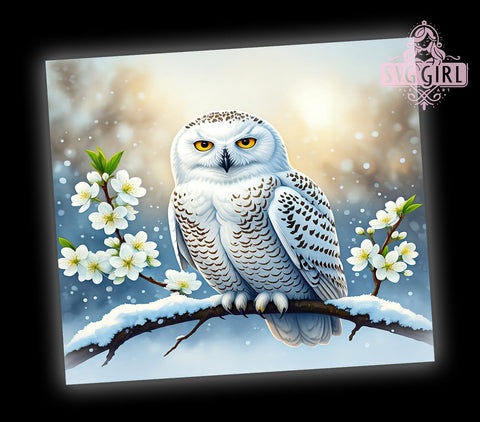 Snow Owl Tumbler Wrap, Owl PNG Design, 20oz Sublimation Design, Winter Owl Tumbler, Cute Owl Gift, Snowy Owl Decor, Nature Inspired Tumbler, Animal Lover Gift Sublimation SvggirlplusArt 