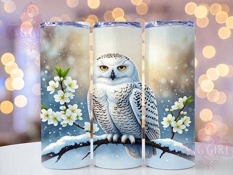 Snow Owl Tumbler Wrap, Owl PNG Design, 20oz Sublimation Design, Winter Owl Tumbler, Cute Owl Gift, Snowy Owl Decor, Nature Inspired Tumbler, Animal Lover Gift Sublimation SvggirlplusArt 