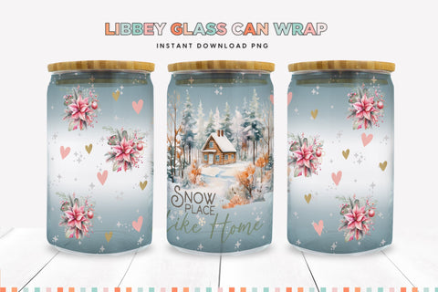 Snow Place Like Home Christmas Libbey Can Sublimation Wrap Sublimation BijouBay 