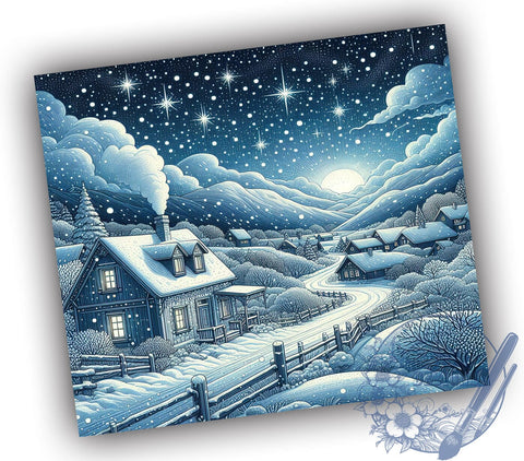 Snow Village 20oz Skinny Tumbler, Winter Night Tumbler Png, Straight & Tapered Tumbler Wrap, Instant Digital Download Sublimation ToriDesigns 
