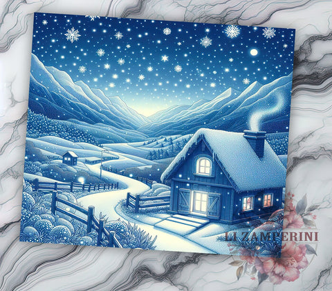 Snow Village 20oz Tumbler Wrap PNG, Winter Night Tumbler Png, Straight & Tapered Tumbler Wrap, Instant Digital Download Sublimation Li Zamperini 