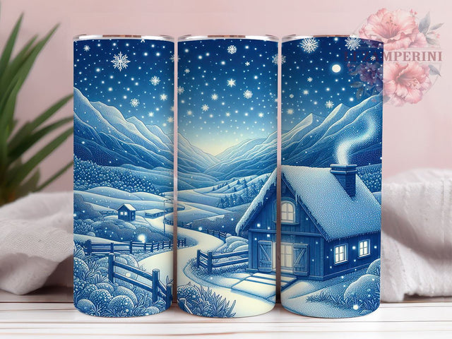 Snow Village 20oz Tumbler Wrap PNG, Winter Night Tumbler Png, Straight & Tapered Tumbler Wrap, Instant Digital Download Sublimation Li Zamperini 