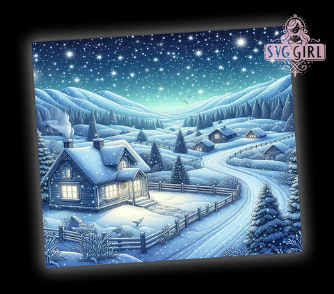 Snow Village 20oz Tumbler Wrap Sublimation Design, Straight Tapered Tumbler Wrap, Winter Night Tumbler Png, Instant Digital Download Sublimation SvggirlplusArt 