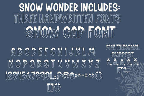 Snow Wonder Font Trio, Cute Handwritten Font for Cricut, Christmas Handwriting Font Designing Digitals 