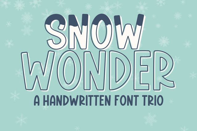 Snow Wonder Font Trio, Cute Handwritten Font for Cricut, Christmas Handwriting Font Designing Digitals 