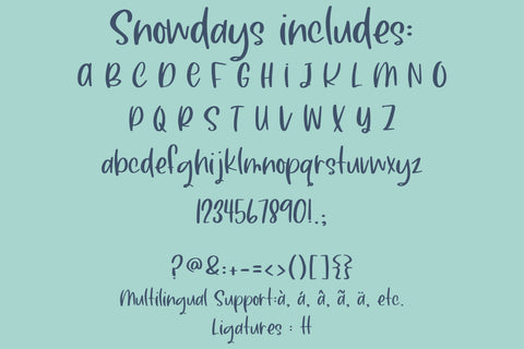 Snowdays, Cute Handwritten Font for Cricut, Fun Holiday Handwriting Font Designing Digitals 