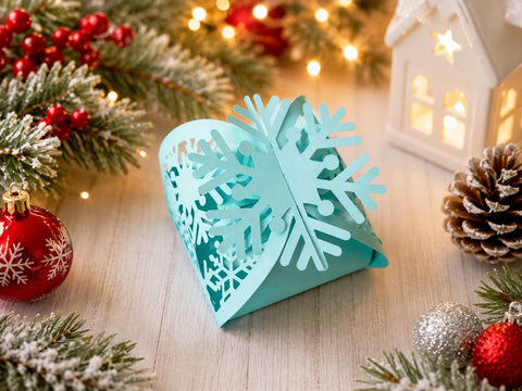 Snowflake Box SVG - Snowflake Gift Box Template - Twist Box SVG - No Glue Box svg - Snowflake Christmas Tree Treat Box svg SVG DreamingSVG 