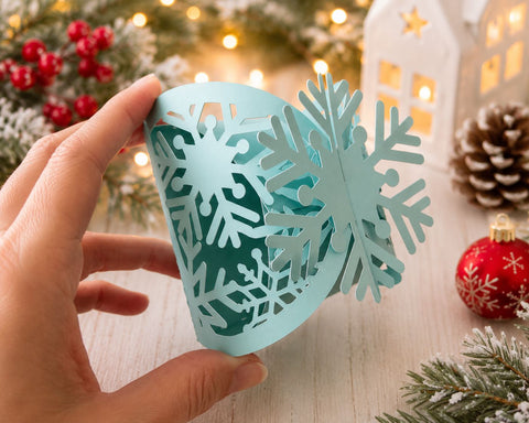 Snowflake Box SVG - Snowflake Gift Box Template - Twist Box SVG - No Glue Box svg - Snowflake Christmas Tree Treat Box svg SVG DreamingSVG 