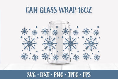 Snowflake Can Glass Wrap SVG. Winter Glass Can SVG LaBelezoka 