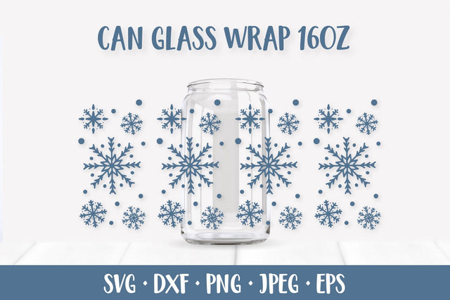 Snowflake Can Glass Wrap SVG. Winter Glass Can SVG LaBelezoka 