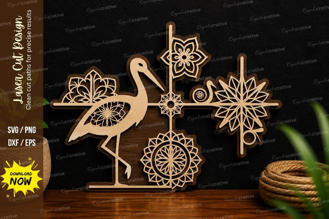 Snowflake Cardinal Bird Laser Cut SVG File SVG Regulrcrative 
