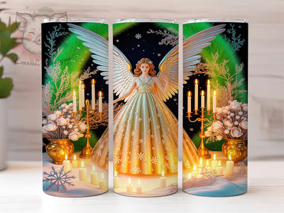 Snowflake Christmas Angel Tumbler, Angel Tumbler, Winter Sublimation, 20Oz Wrap Design, Christmas Angel, Snowflake Art, Holiday Tumbler Sublimation Lara' s Designs 