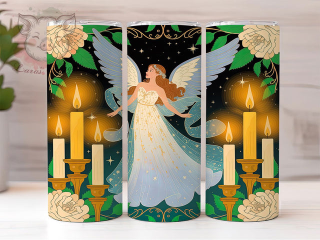 Snowflake Christmas Angel Tumbler, Angel Tumbler, Winter Sublimation, 20Oz Wrap Design, Christmas Angel, Snowflake Art, Holiday Tumbler Sublimation Lara' s Designs 