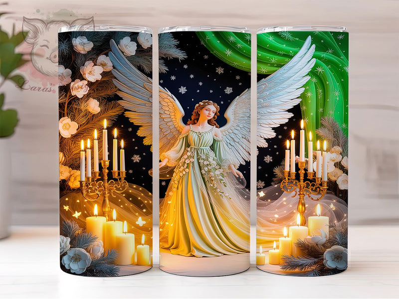 Snowflake Christmas Angel Tumbler, Angel Tumbler, Winter Sublimation, 20Oz Wrap Design, Christmas Angel, Snowflake Art, Holiday Tumbler Sublimation Lara' s Designs 