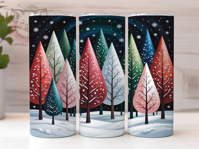 Snowflake Christmas Forest Tumbler, Snowflake Trees, Winter Wrap, Holiday Tumbler, Festive Pattern, 20oz Tumbler, Sublimation Print Sublimation Lara' s Designs 