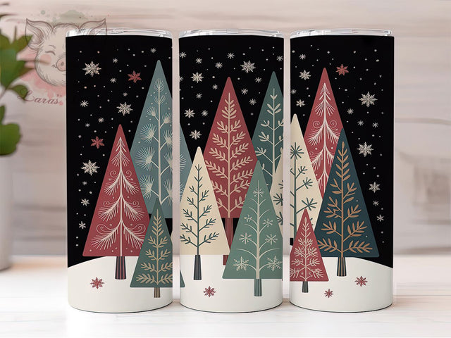 Snowflake Christmas Forest Tumbler, Snowflake Trees, Winter Wrap, Holiday Tumbler, Festive Pattern, 20oz Tumbler, Sublimation Print Sublimation Lara' s Designs 
