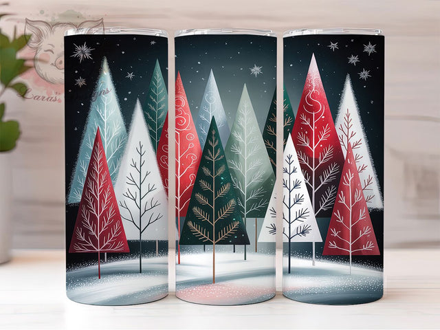 Snowflake Christmas Forest Tumbler, Snowflake Trees, Winter Wrap, Holiday Tumbler, Festive Pattern, 20oz Tumbler, Sublimation Print Sublimation Lara' s Designs 