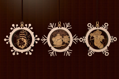 Snowflake Christmas Ornaments Laser Cut Files SVG LaserCutano 