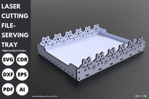 Snowflake Christmas serving tray | laser cut file | svg paper cut | cricut | glowforge file SVG tofigh4lang 
