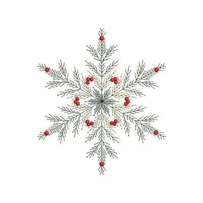 Snowflake Christmas Tree Branch Embroidery Design, 5 sizes, Instant Download Embroidery/Applique DESIGNS Nino Nadaraia 