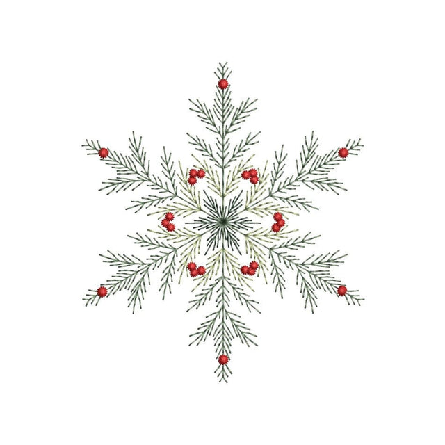 Snowflake Christmas Tree Branch Embroidery Design, 5 sizes, Instant Download Embroidery/Applique DESIGNS Nino Nadaraia 