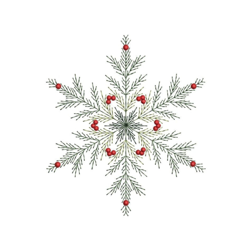 Snowflake Christmas Tree Branch Embroidery Design, 5 sizes, Instant Download Embroidery/Applique DESIGNS Nino Nadaraia 