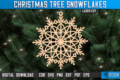 Snowflake Christmas Tree Ornament Laser Cut,Wooden Snowflake SVG Fly Design 