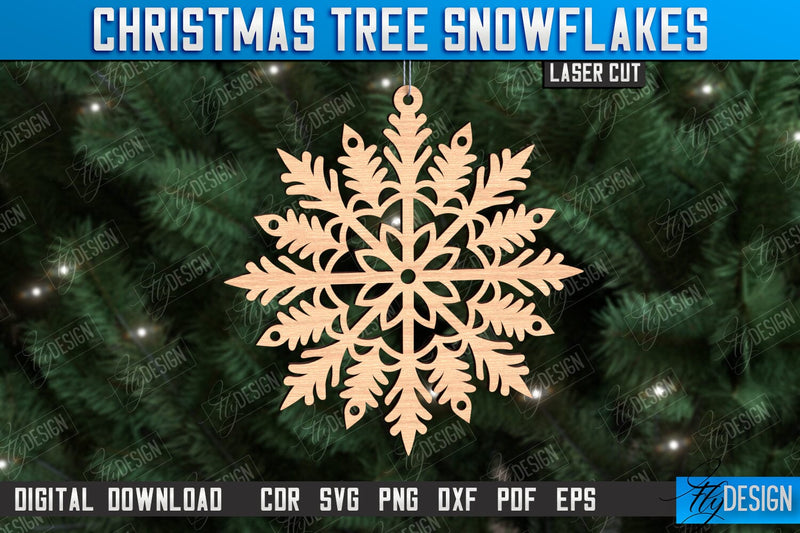 Snowflake Christmas Tree Ornament Laser Cut,Wooden Snowflake SVG Fly Design 