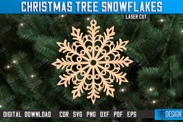 Snowflake Christmas Tree Ornament Laser Cut,Wooden Snowflake SVG Fly Design 