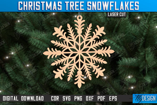 Snowflake Christmas Tree Ornament Laser Cut,Wooden Snowflake SVG Fly Design 