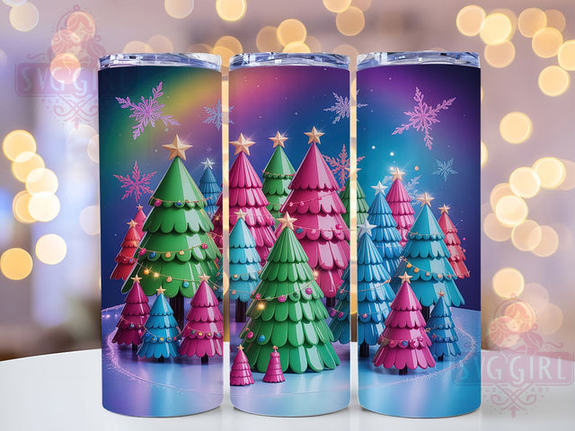 Snowflake Christmas Tree Tumbler, Snowflakes Wrap, Holiday Design, Festive Tumbler, Winter Pattern, 20oz Tumbler, Sublimation Print Sublimation SvggirlplusArt 