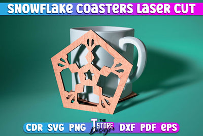 Snowflake Coasters Laser Cut | Christmas Design | Cup Coasters | Home Décor | CNC File SVG The T Store Design 