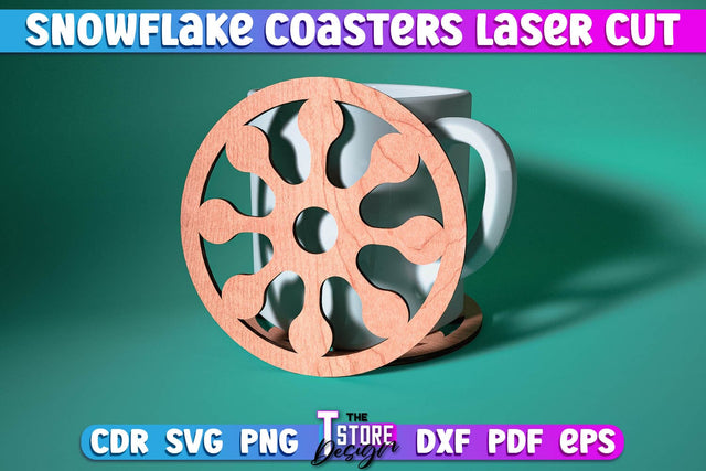 Snowflake Coasters Laser Cut | Christmas Design | Cup Coasters | Home Décor | CNC File SVG The T Store Design 