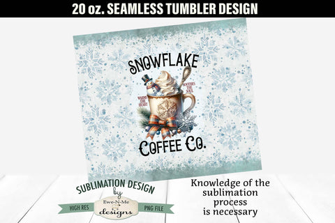 Snowflake Coffee Co Seamless 20 oz Sublimation Tumbler Wrap Sublimation Ewe-N-Me Designs 