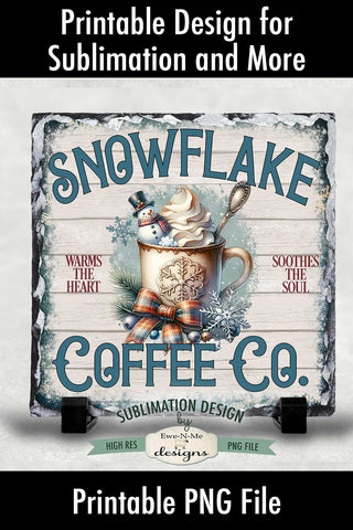 Snowflake Coffee Co. Sublimation Design | Vintage Sign PNG Sublimation Ewe-N-Me Designs 