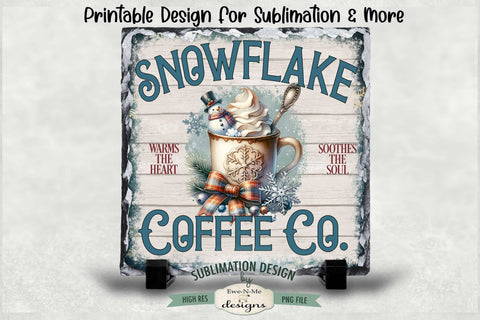 Snowflake Coffee Co. Sublimation Design | Vintage Sign PNG Sublimation Ewe-N-Me Designs 