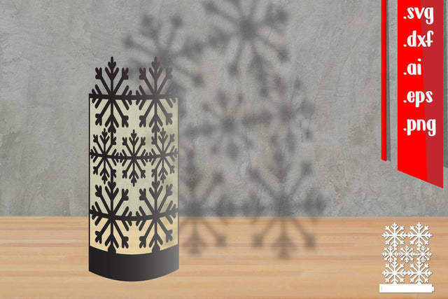 Snowflake cylinder Lantern Papercut SVG zafrans studio 