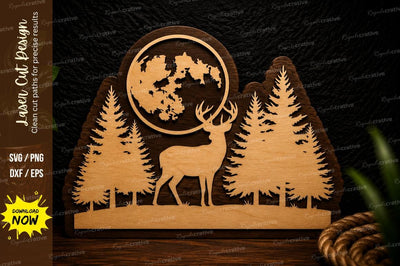 Snowflake Deer Winter Forest Laser Cut SVG Design SVG Regulrcrative 