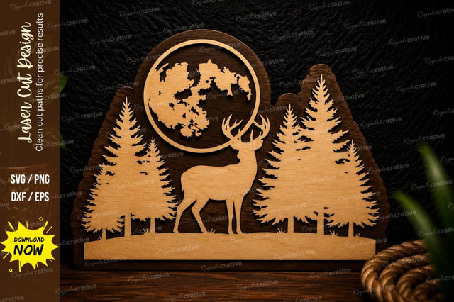 Snowflake Deer Winter Forest Laser Cut SVG Design SVG Regulrcrative 