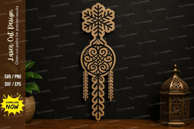 Snowflake Dreamcatcher SVG Laser Cut Decor SVG Regulrcrative 