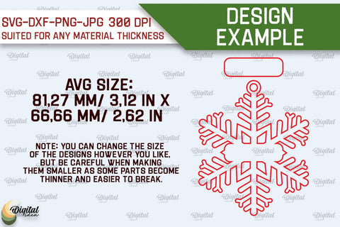 Snowflake Gift Tag Laser Cut Design. Happy New Year SVG SVG Evgenyia Guschina 