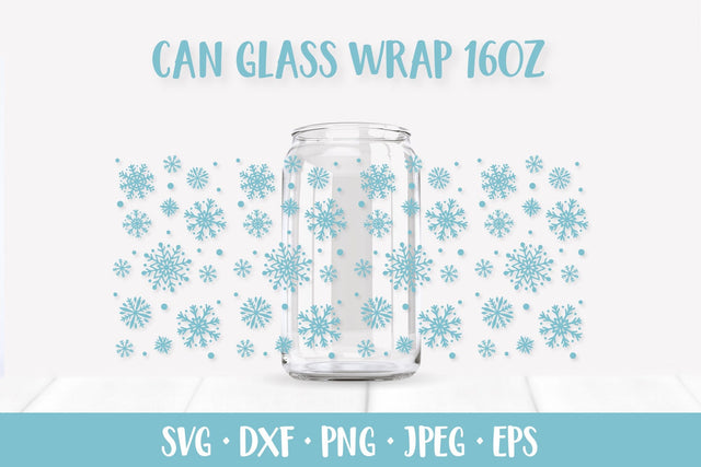 Snowflake Glass Can Wrap SVG. Winter Can Glass SVG LaBelezoka 