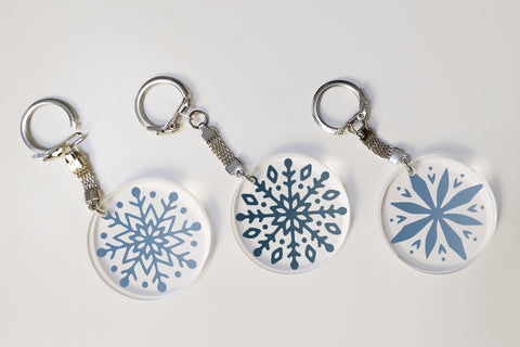 Snowflake keychain bundle SVG. Winter key chain design SVG LaBelezoka 