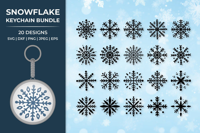 Snowflake keychain bundle SVG. Winter key chain design SVG LaBelezoka 