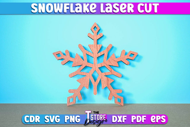 Snowflake Laser Cut | Christmas Ornament | Christmas Tree Décor | CNC Files SVG The T Store Design 