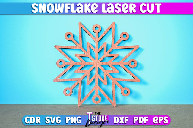 Snowflake Laser Cut | Christmas Ornament | Christmas Tree Décor | CNC Files SVG The T Store Design 