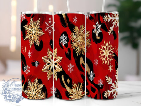 Snowflake Leopard, Christmas Tumbler, 20oz Wrap, Sublimation Design, Digital Download, Holiday Decor, Leopard Print Sublimation ToriDesigns 