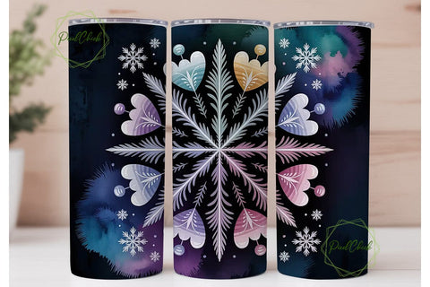 Snowflake Mandala 20oz Tumbler Wrap Sublimation PixelChick 