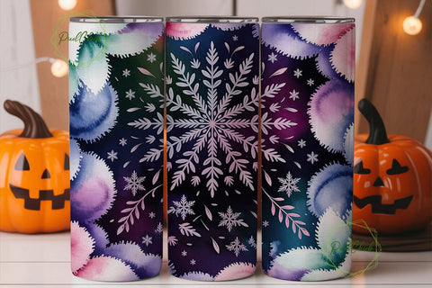 Snowflake Mandala 20oz Tumbler Wrap Sublimation PixelChick 